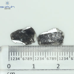 1.60 CT Slice Shape Natural Diamond Salt And Pepper Color I3 Clarity (11.19 MM)