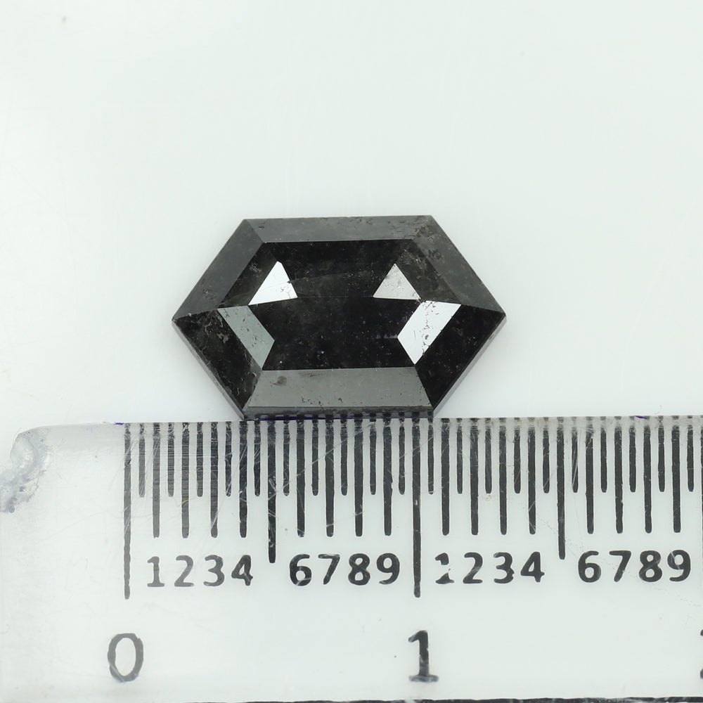 2.37 CT Hexagon Shape Natural Loose Diamond Natural Black(Salt And Pepper) Color I3 Clarity (11.66 MM)