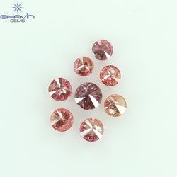 0.19 CT/8 Pcs Round Shape Natural Loose Diamond Pink Color I2 Clarity (2.00 MM)