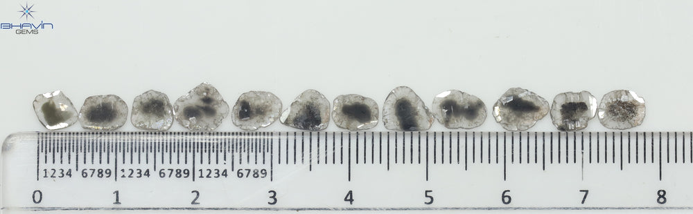 3.23 CT/12 Pcs Slice Shape Natural Diamond Salt And Pepper Color I3 Clarity (7.17 MM)