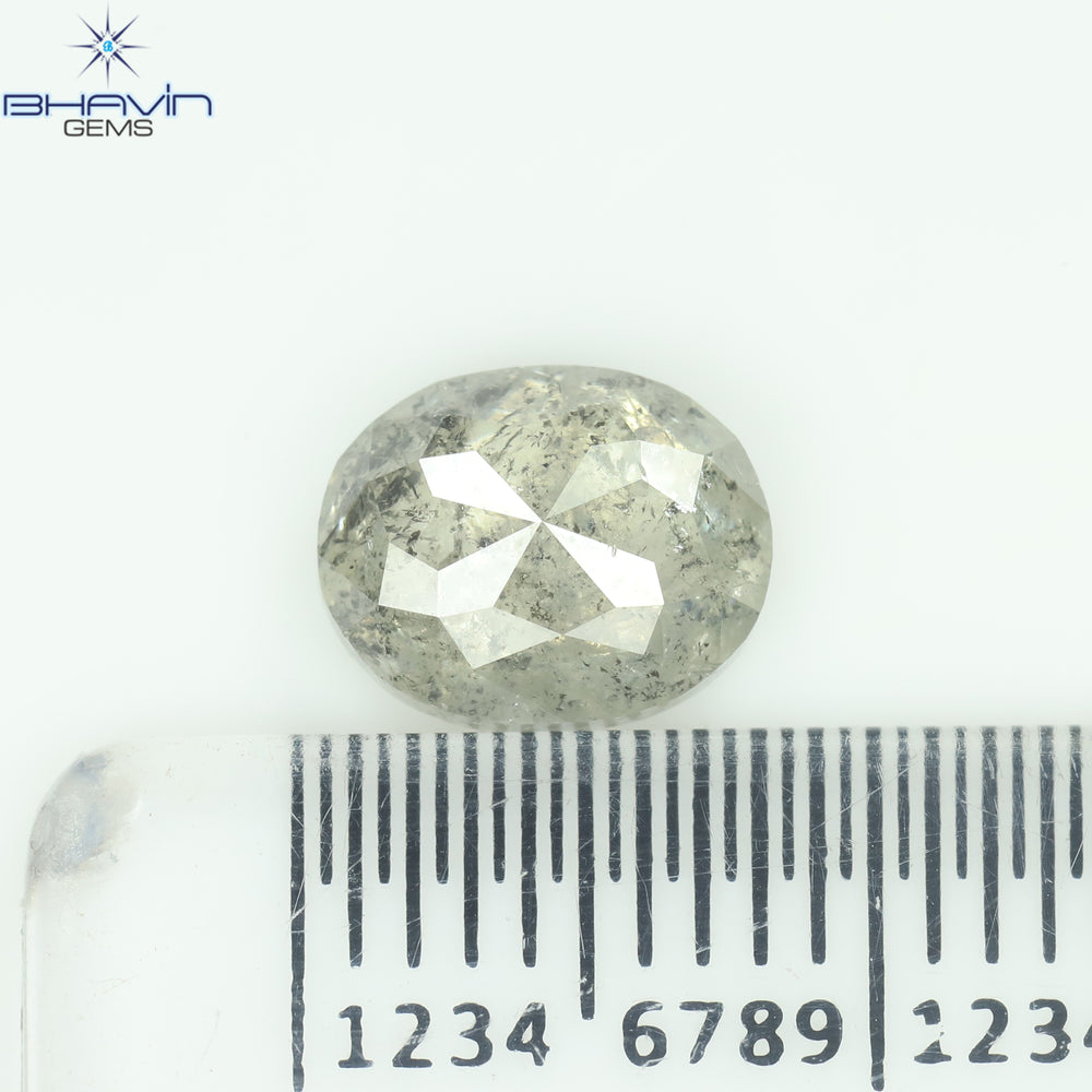 1.79 CT Oval Shape Natural Diamond Salt And Pepper Color I3 Clarity (7.90 MM)