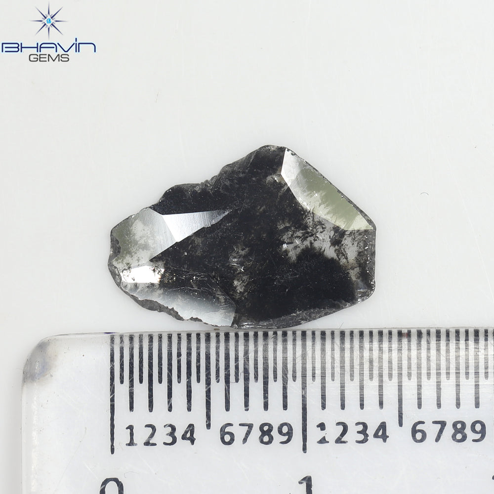 1.64 CT Slice Shape Natural Diamond Salt And Pepper Color I3 Clarity (13.10 MM)
