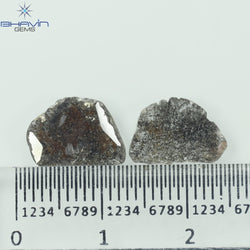 1.76 CT/2 PCS Slice Shape Natural Diamond Salt And Pepper Color I3 Clarity (11.58 MM)