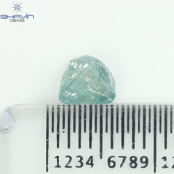 0.62 CT, Rough Shape, Natural Diamond, Greeninsh Blue Color, SI1 Clarity (5.37 MM)