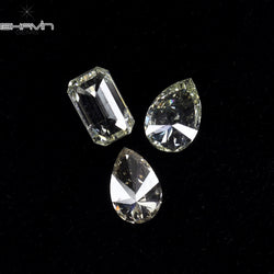 0.59 CT/3 PCS Pear-Emerald Shape Natural Diamond White Color VS-SI Clarity (4.77 MM)