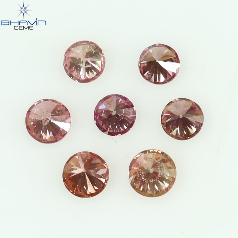 0.08 CT/7 Pcs Round Shape Natural Loose Diamond Pink Color VS-SI Clarity (1.50 MM)