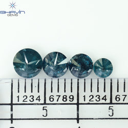 0.85 CT/4 Pcs CT, Round Diamond, Green Color, I3 Clarity