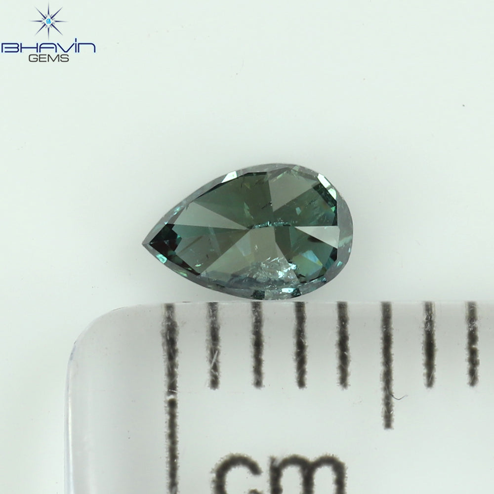 0.24 CT Pear Shape Natural Diamond Green Color I1 Clarity (4.92 MM)