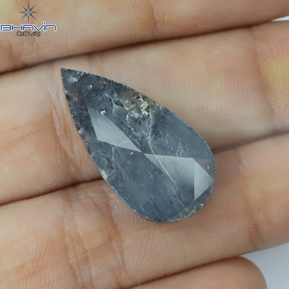 6.38 CT ペア スライス シェイプ ナチュラル ダイヤモンド グレー カラー I3 クラリティ (15.50 MM)