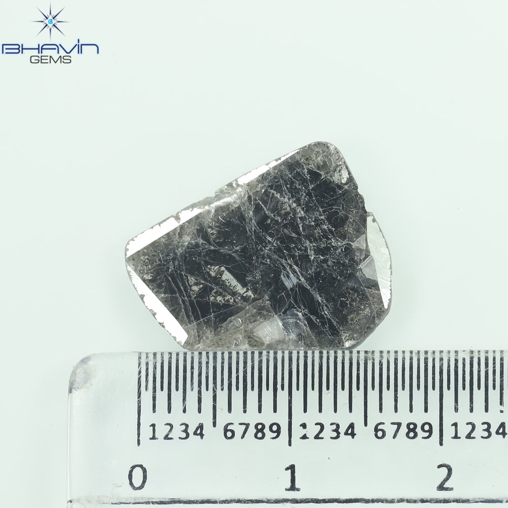 3.73 CT Slice Shape Natural Diamond Salt And Pepper Color I3 Clarity (16.50 MM)