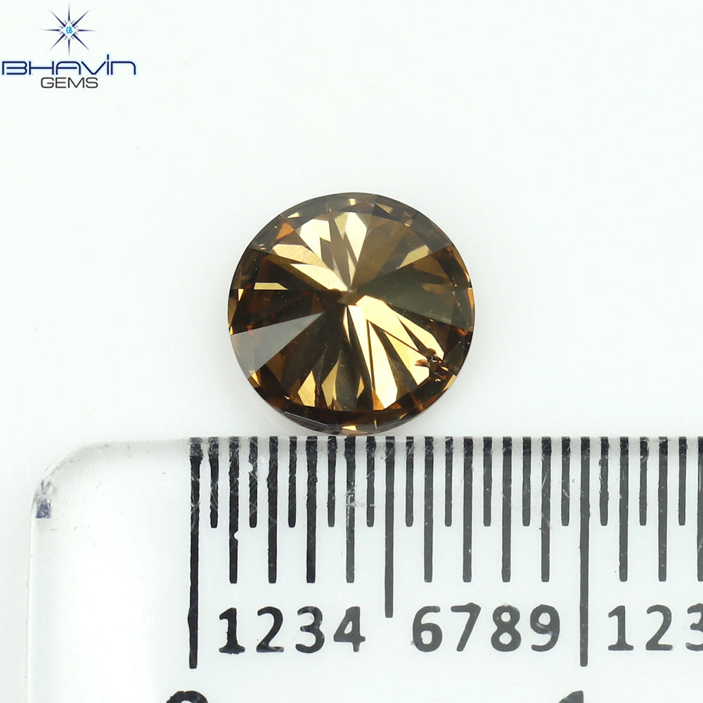 1.04 CT Round Shape Natural Diamond Brown Color SI1 Clarity (6.33 MM)