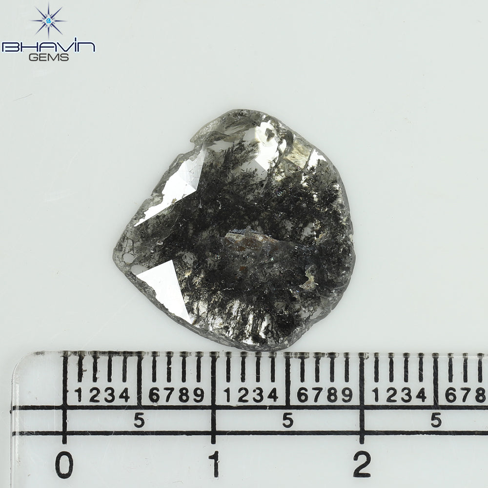 3.38 CT Slice Shape Natural Diamond Salt And Pepper Color I3 Clarity (15.37 MM)