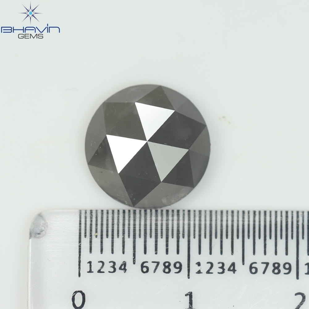 5.54 CT、ラウンド ローズ カット ダイヤモンド、グレー、クラリティ I3 (11.63 MM)