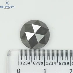 5.54 CT、ラウンド ローズ カット ダイヤモンド、グレー、クラリティ I3 (11.63 MM)