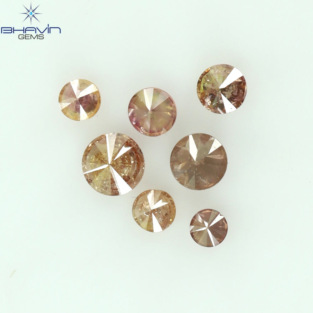 0.09 CT/7 Pcs Round Shape Natural Loose Diamond Pink Color I3 Clarity (1.75 MM)