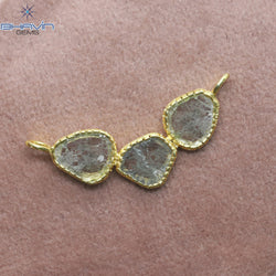 Diamond Pendant, Slice Diamond, Salt And Pepper Diamond, Yellow Gold Pendant, Bridal Necklace, Pendant