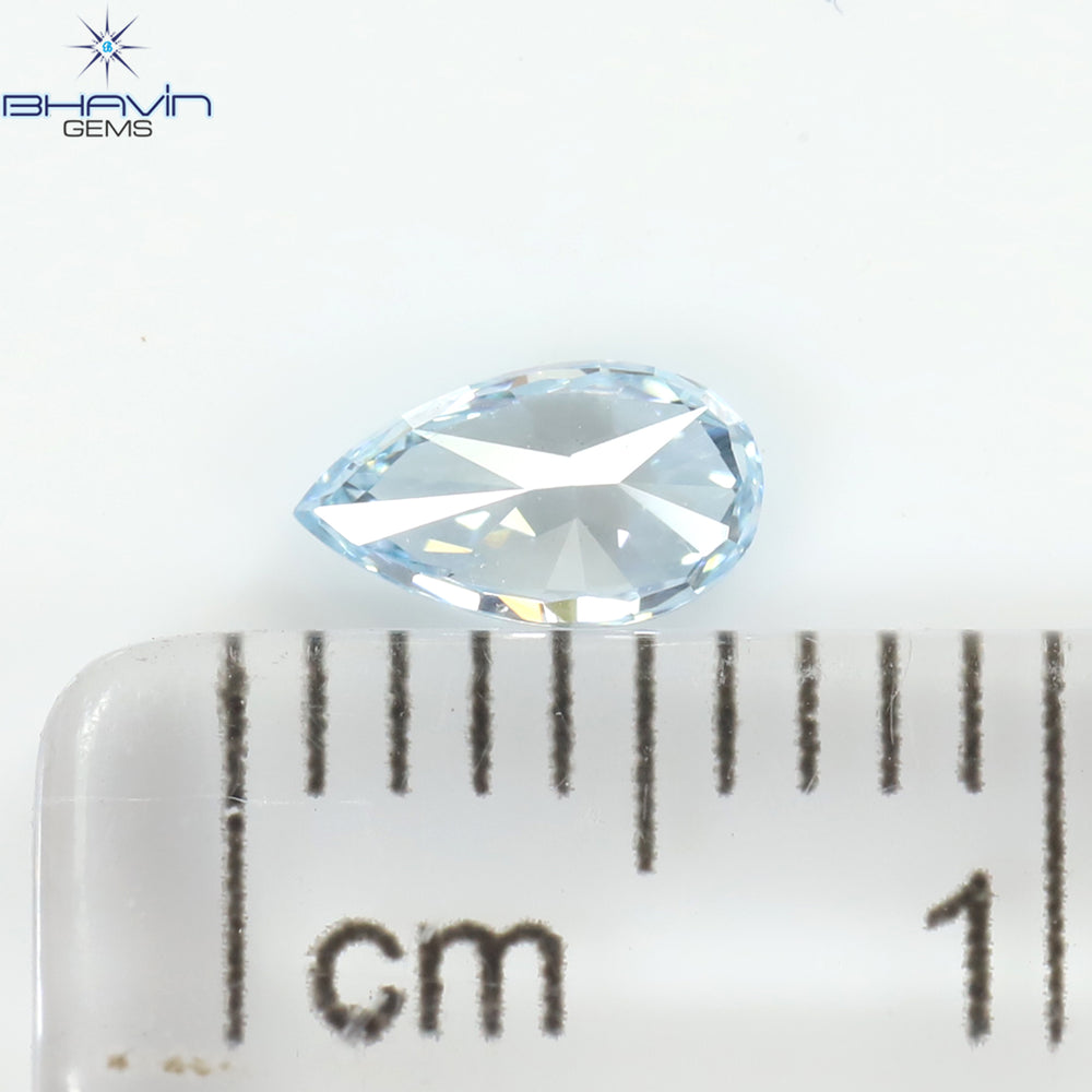 0.28 CT Pear Shape Natural Diamond Greenish Blue Color VS1 Clarity (5.79 MM)
