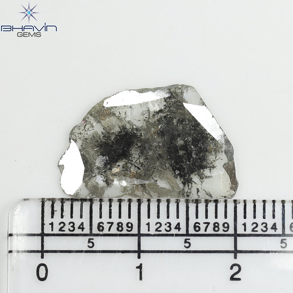 3.42 CT Slice Shape Natural Diamond Salt And Pepper Color I3 Clarity (18.84 MM)