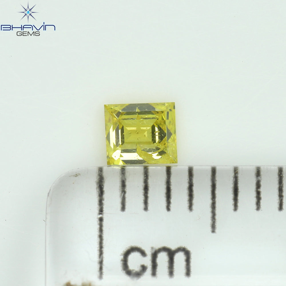 0.15 CT Square Cut Natural Diamond Enhanced Yellow Color SI2 Clarity (2.86 MM)