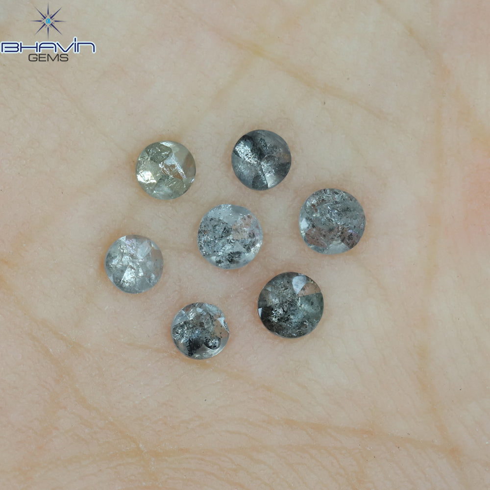 1.05 CT、ノーカット ポルキ シェイプ、天然ダイヤモンド、ブルー カラー、I3 クラリティ (5.42 MM)
