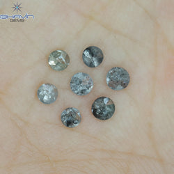 1.05 CT、ノーカット ポルキ シェイプ、天然ダイヤモンド、ブルー カラー、I3 クラリティ (5.42 MM)