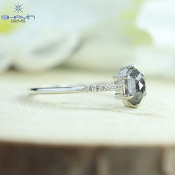 Hexagon Diamond Natural Diamond Ring Gray Color Gold Ring Engagement Ring
