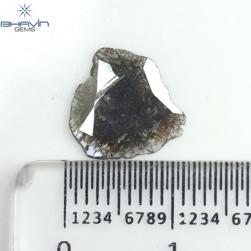 0.69 CT Slice Shape Natural Diamond Salt And Papper Color I3 Clarity (10.73 MM)