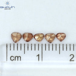0.64 CT/5 Pcs Heart Shape Natural Loose Diamond Pink Color SI1 Clarity (3.20 MM)