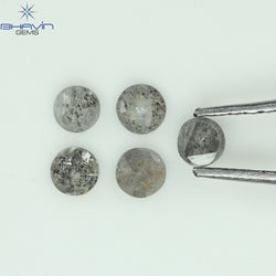0.55 CT /5 Pcs Uncut Shape Salt And Pepper Natural Loose Diamond I3 Clarity (2.98 MM)