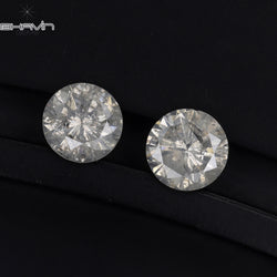 0.78 CT/2 Pcs Round Shape Natural Loose Diamond White Color I3 Clarity (4.70 MM)