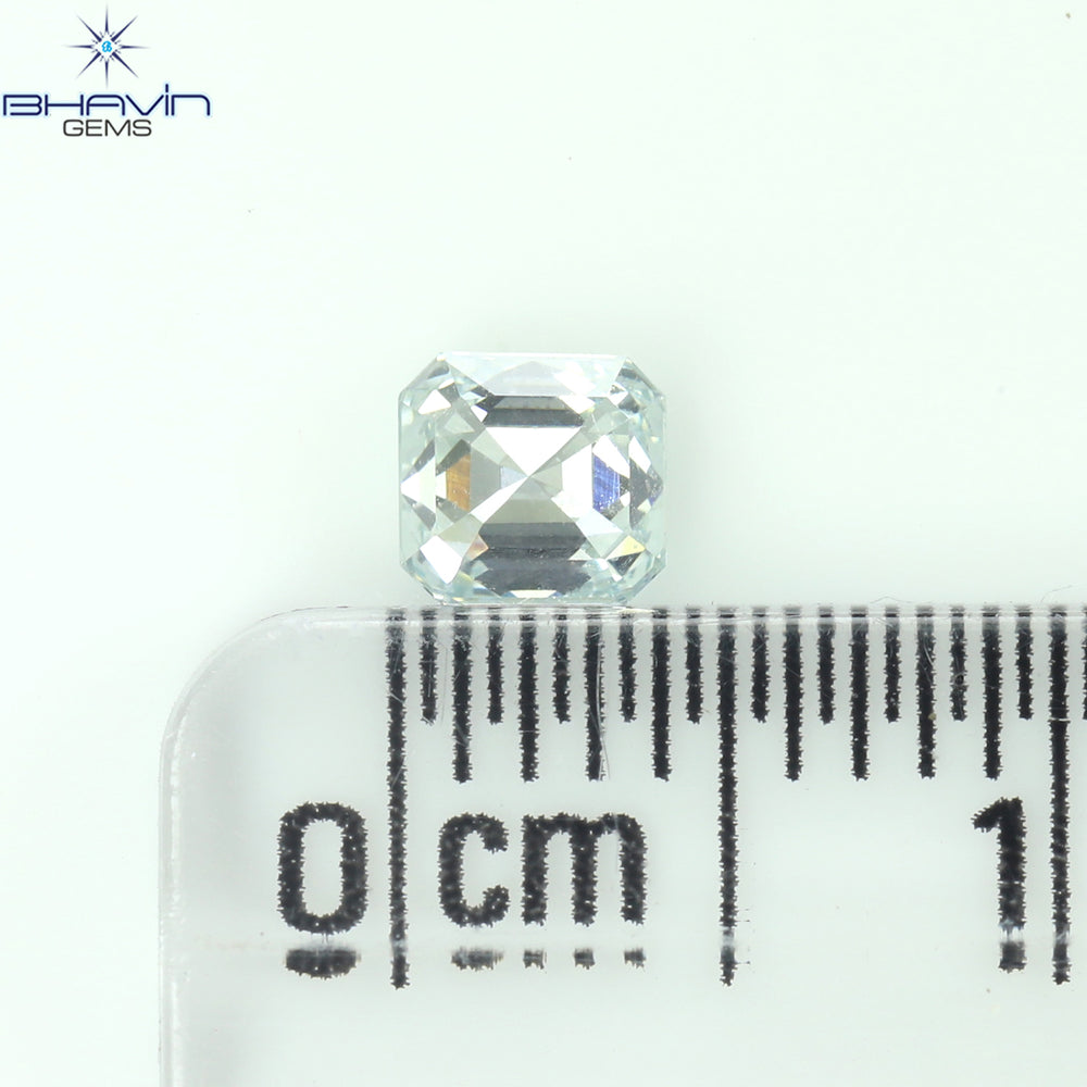 0.33 CT Asscher Shape Natural Diamond Greenish Blue Color VS1 Clarity (4.06 MM)