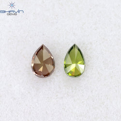 0.21 CT/2 Pcs Pear Shape Natural Diamond Mix Color VS2 Clarity (3.85 MM)