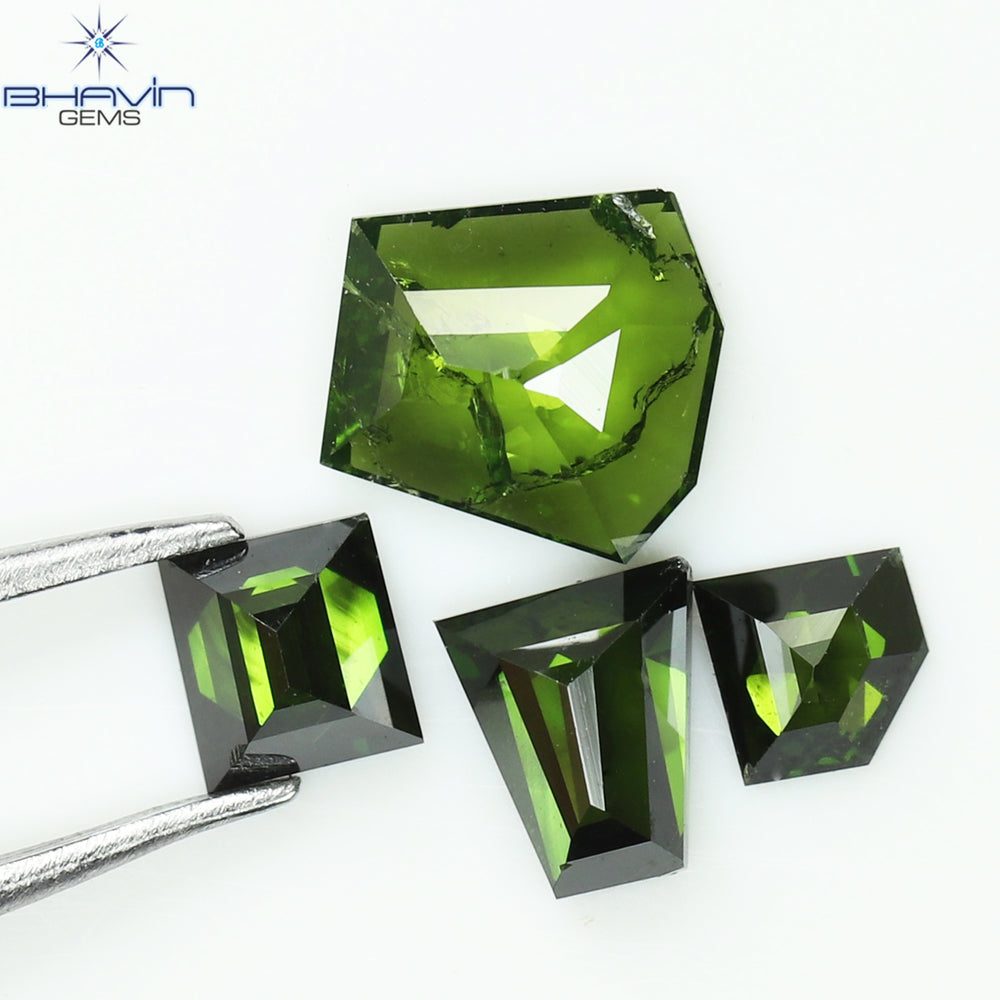 0.53 CT/4 Pcs, Mix Diamond, Green Color, SI2 Clarity