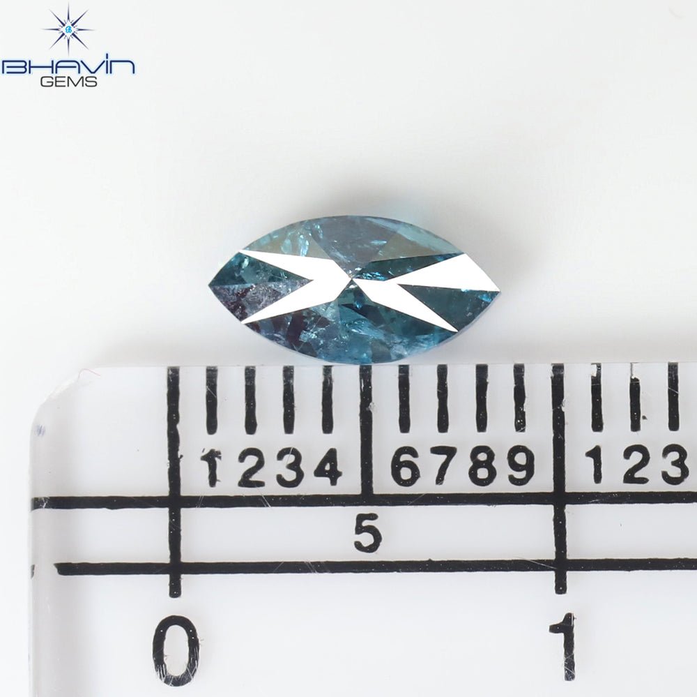 0.60 CT Marquise Shape Natural Diamond Blue Color I3 Clarity (7.62 MM)