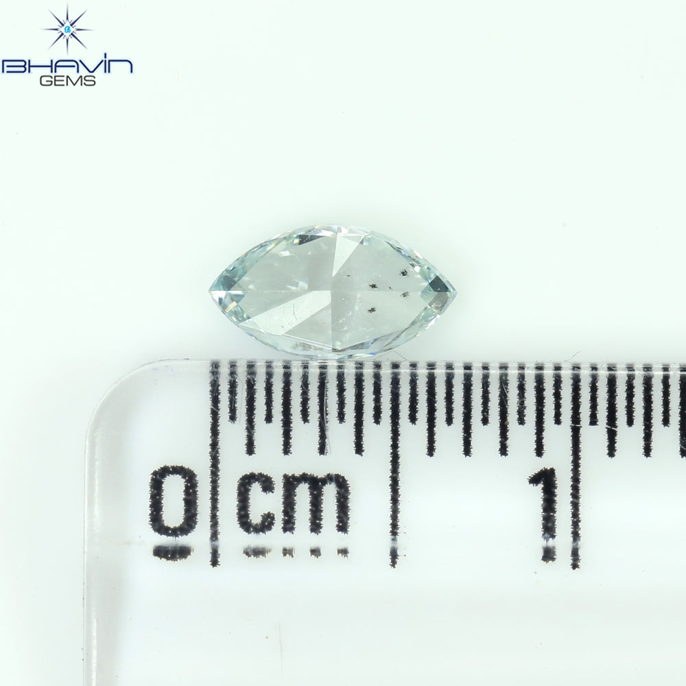 0.36 CT Marquise Shape Natural Diamond Greenish Blue Color SI1 Clarity (6.85 MM)