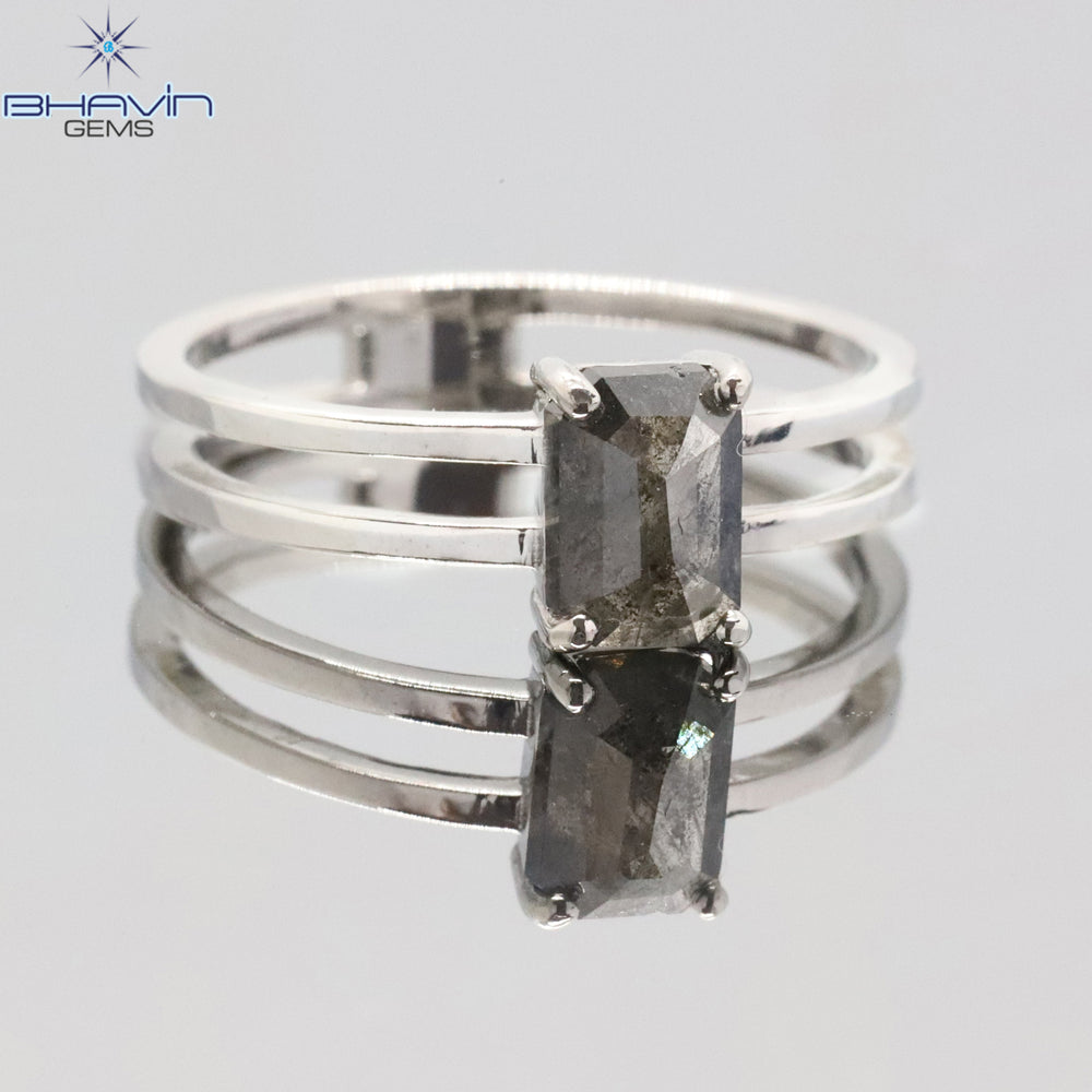 Emerald Diamond, Salt And Pepper Diamond, Natural Diamond Ring, Engagement Ring