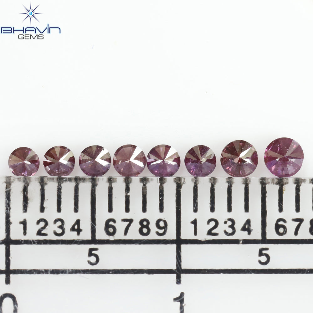 0.27 CT/8 Pcs Round Shape Natural Loose Diamond Pink Color I1 Clarity (2.35 MM)