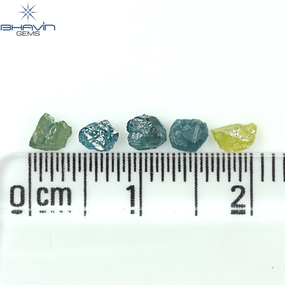 0.97 CT/5 PCS Rough Shape Enhanced Mix Color Natural Diamond I3 Clarity (4.17 MM)