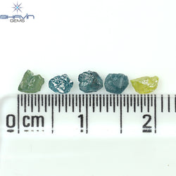 0.97 CT/5 PCS Rough Shape Enhanced Mix Color Natural Diamond I3 Clarity (4.17 MM)