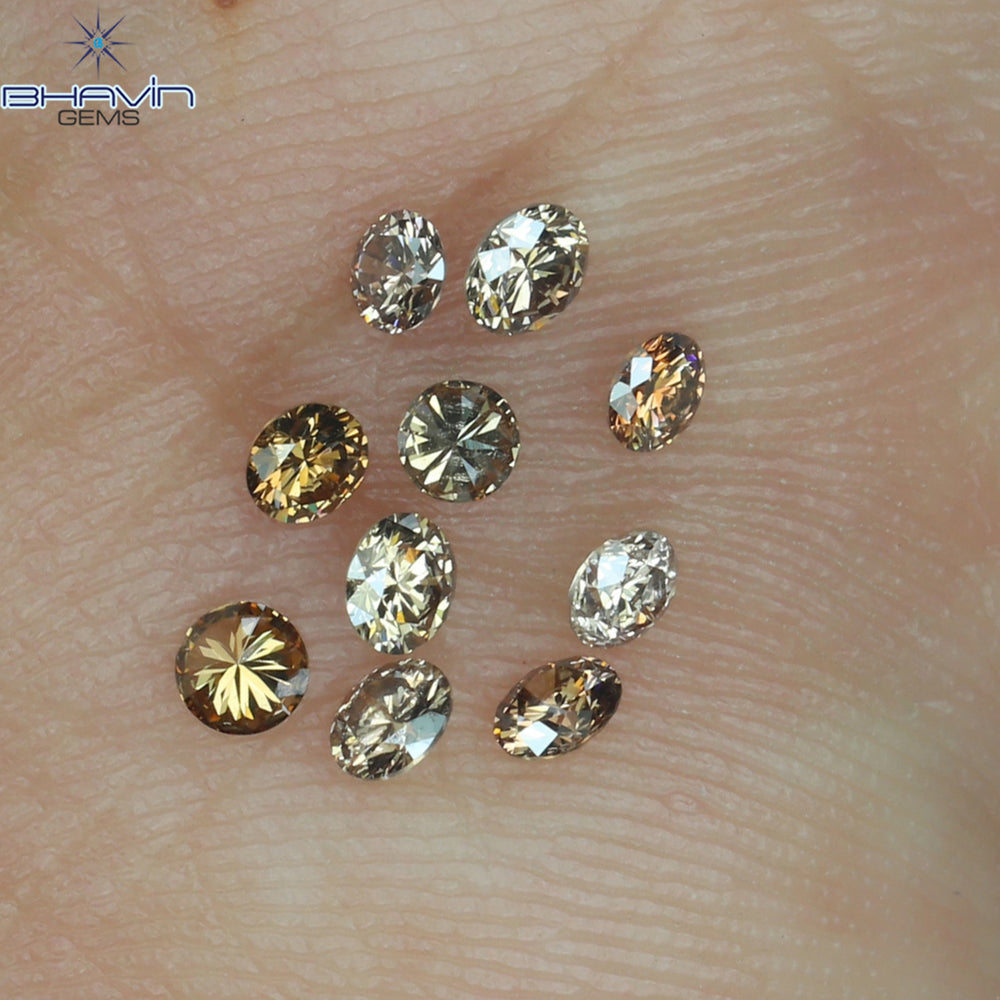 0.32 CT/10 Pcs Round Shape Natural Loose Diamond Brown Pink (Argyle) Color VS-SI Clarity (2.00 MM)