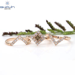 Princess Diamond Natural Diamond Ring Brown Color Gold Ring Engagement Ring