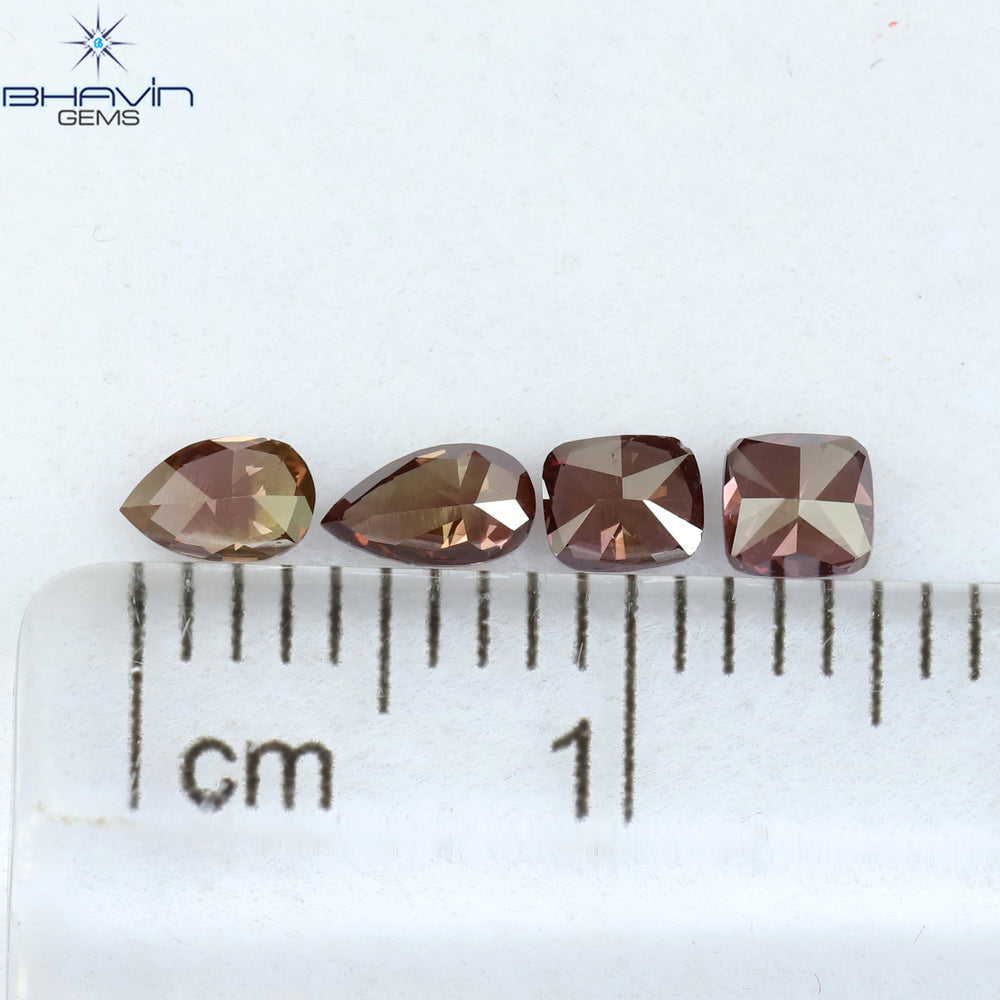 0.54 CT/4 Pcs Mix Shape Natural Diamond Pink Color SI1 Clarity (4.42 MM)