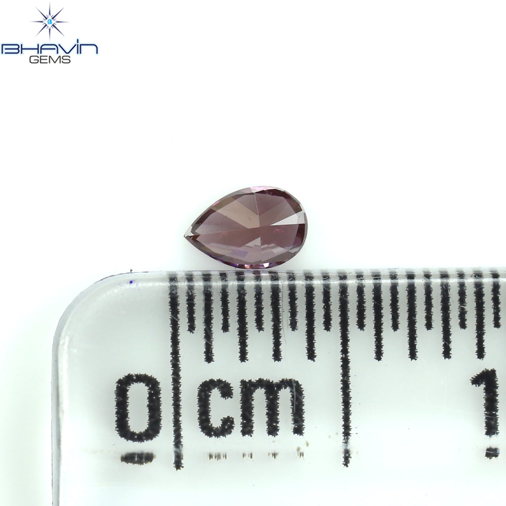 0.08 CT Pear Shape Natural Diamond Enhanced Pink Color VS1 Clarity (3.56 MM)
