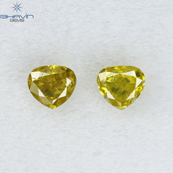 0.40 CT/2 Pcs Heart Shape Natural Loose Diamond Yellow Color SI2 Clarity (3.70 MM)