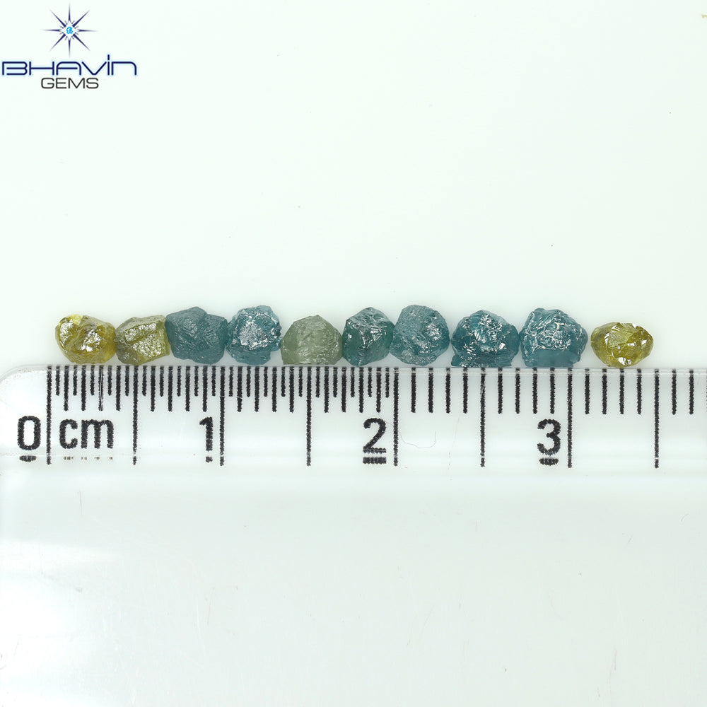 1.85 CT/10 PCS Rough Shape Enhanced Mix Color Natural Diamond I3 Clarity (4.00 MM)