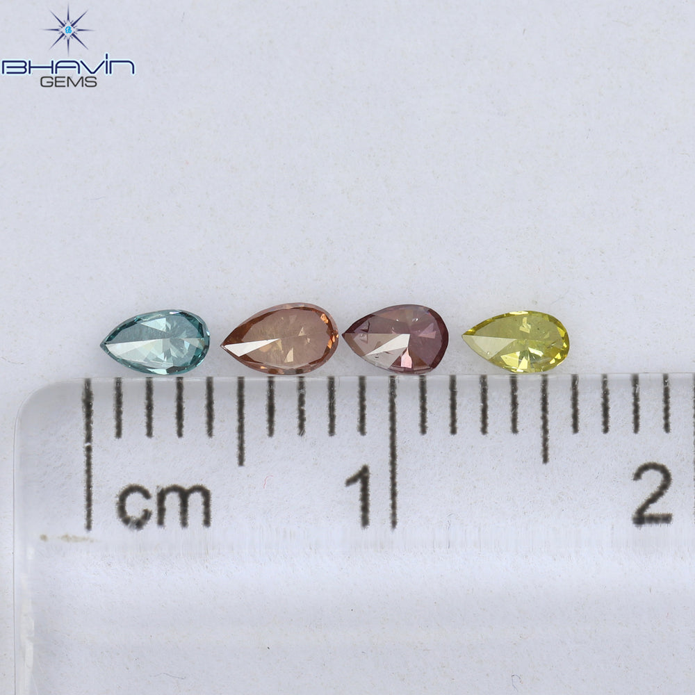 0.31 CT/4 Pcs Pear Shape Natural Diamond Mix Color SI1 Clarity (3.92 MM)
