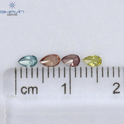 0.31 CT/4 Pcs Pear Shape Natural Diamond Mix Color SI1 Clarity (3.92 MM)