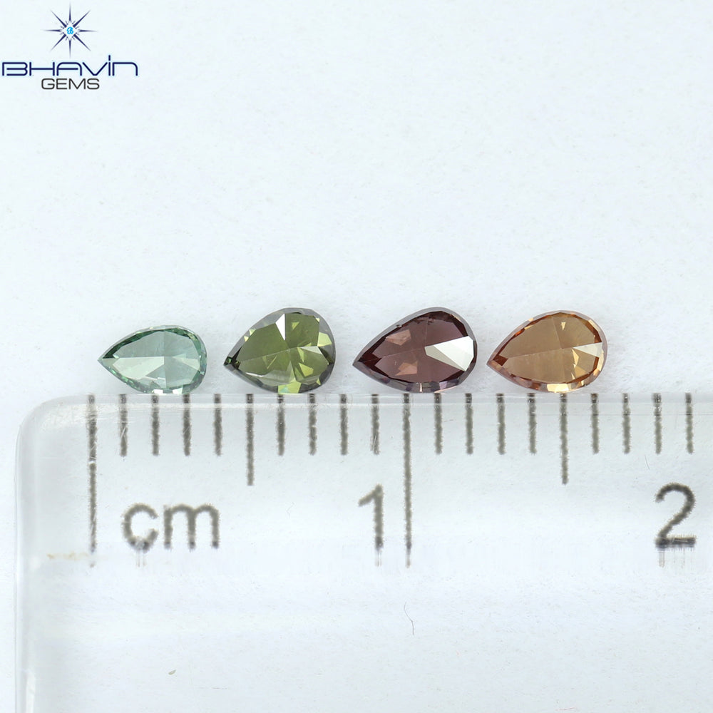 0.46 CT/4 Pcs Pear Shape Natural Diamond Mix Color VS2 Clarity (4.06 MM)