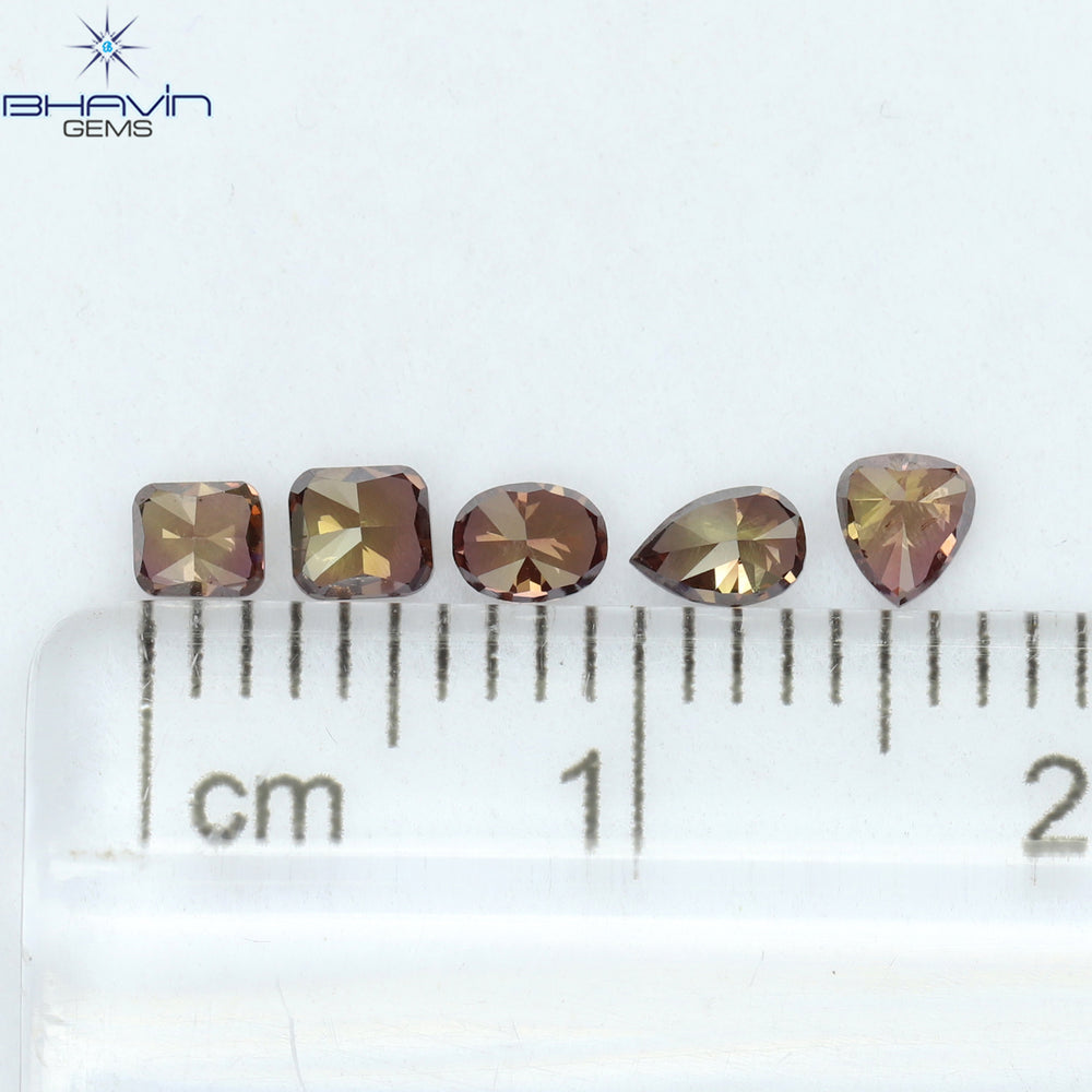 0.60 CT/5 Pcs Mix Shape Natural Loose Diamond Pink Color SI1 Clarity (3.66 MM)