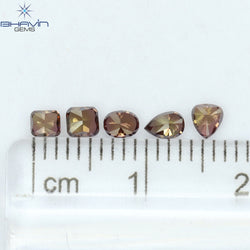 0.60 CT/5 Pcs Mix Shape Natural Loose Diamond Pink Color SI1 Clarity (3.66 MM)
